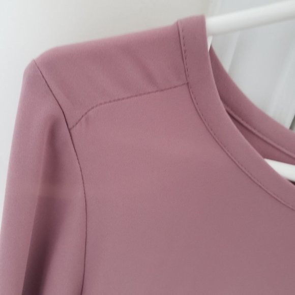 LOFT Dusty Pink Blouse Roll Up Sleeves XS - Picture 7 of 8